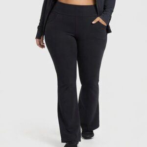 BSP Fleece Lined Flare Yoga Pants XL Black High Waist Front Pockets